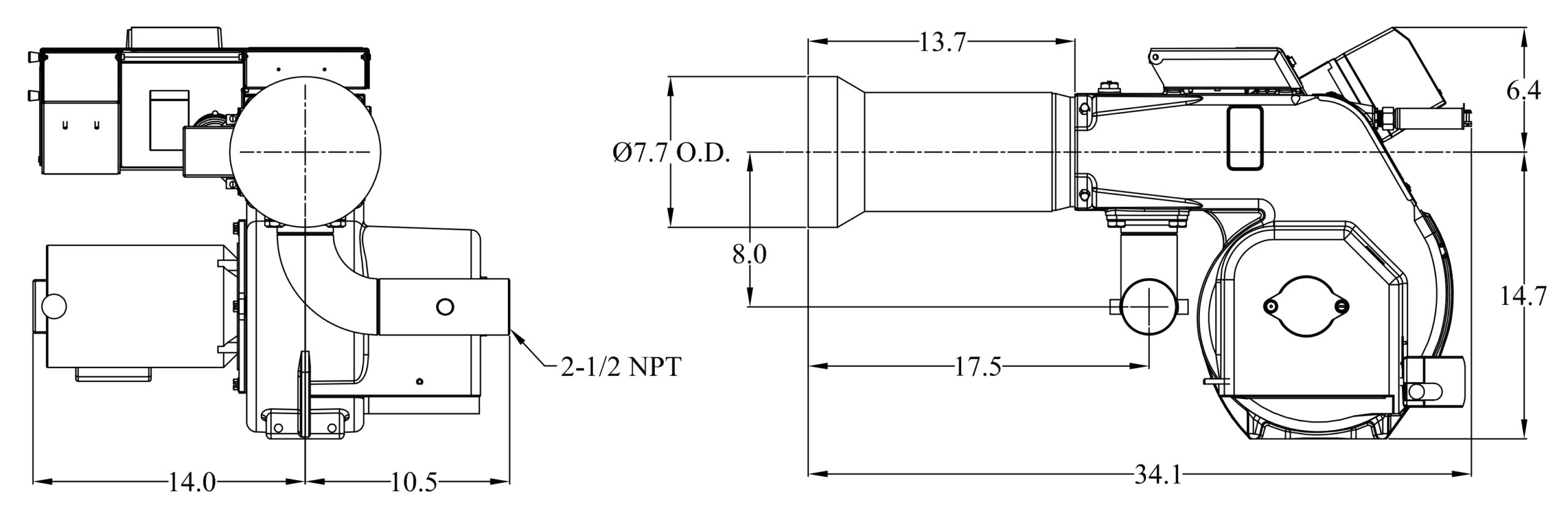 Beckett-CG50-Gas-Burner-Dimensions-Diagram