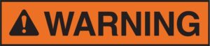 orange warning label with triangle