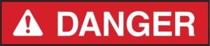 red danger label with triangle